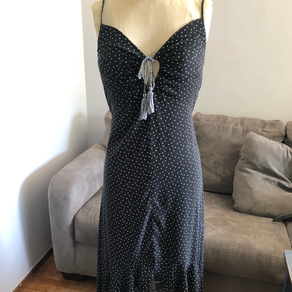 Summer High Low Dot Dress Ruffle Tassel Small